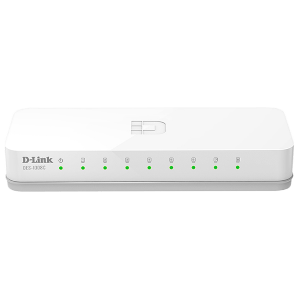 Коммутатор D-Link DES-1008C/B1A Белый 1.6 Гбит/с photo 1