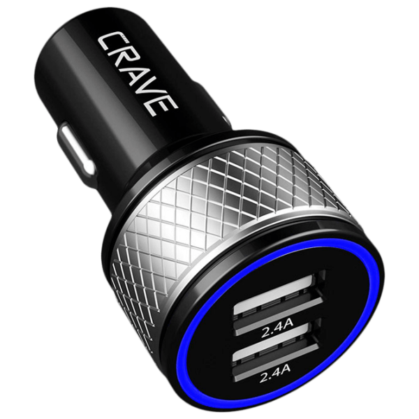 Încărcător auto CRAVE CRVCDU101 (24 W) Black 2.4 A / Black photo 1