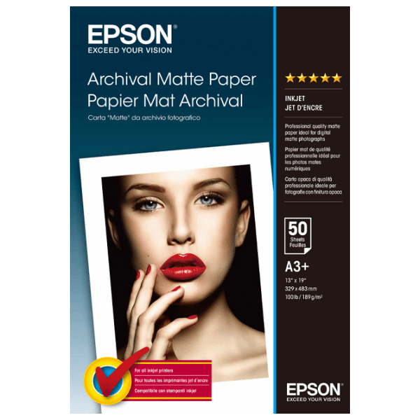 Hârtie foto pentru imprimante Inkjet Epson Archival Matte Paper (50 foi) White Mate photo 1