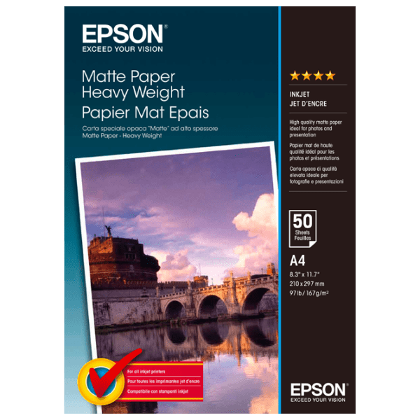 Фотобумага для принтеров Струйный Epson Matte Paper Heavy Weight 167 г/ м² (50 листов) Белый Матовый photo 1