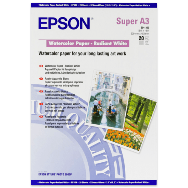 Фотобумага для принтеров Струйный Epson Water Color Radiant White 190 г/ м² (20 листов) Белый Матовый photo 1