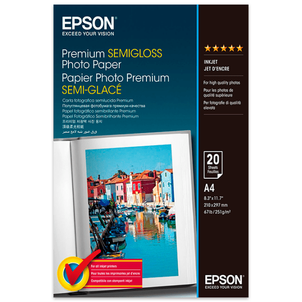 Фотобумага для принтеров Струйный Epson Premium Semigloss Photo Paper 251 г/ м² (20 листов) Белый Полуглянец photo 1