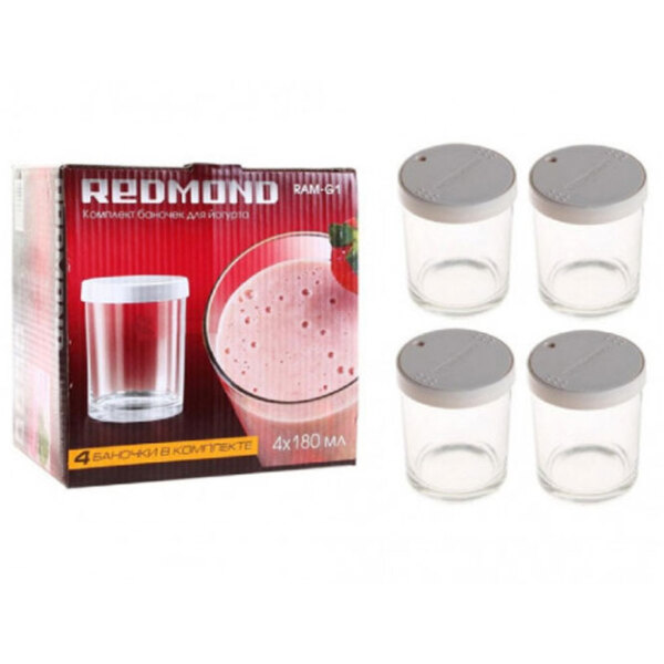 Набор банок для приготовления йогурта Redmond RAM-G1 Glass Белый 0.18 л photo 4