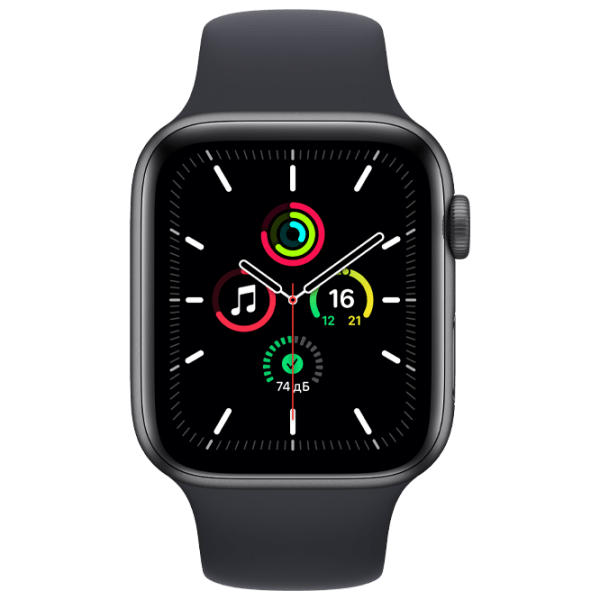 Умные часы Apple Watch SE + GPS (MKQ63) Серый, Midnight Sport | 44 мм | Алюминий/ Фторэластомер| MKQ63 photo 1