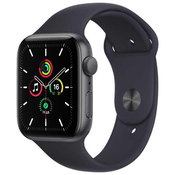 Умные часы Apple Watch SE + GPS (MKQ63) Серый, Midnight Sport | 44 мм | Алюминий/ Фторэластомер| MKQ63 photo 2
