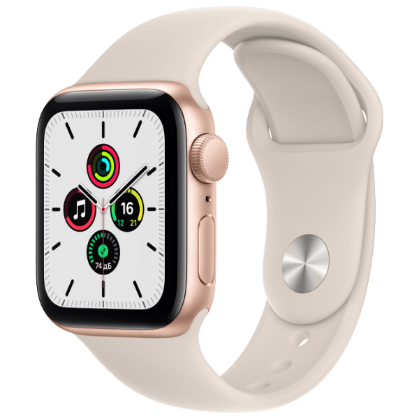 Умные часы Apple Watch SE + GPS (MKQ03) Золотой, Starlight Sport | 40 мм | Алюминий/ Фторэластомер
| MKQ03 photo 2