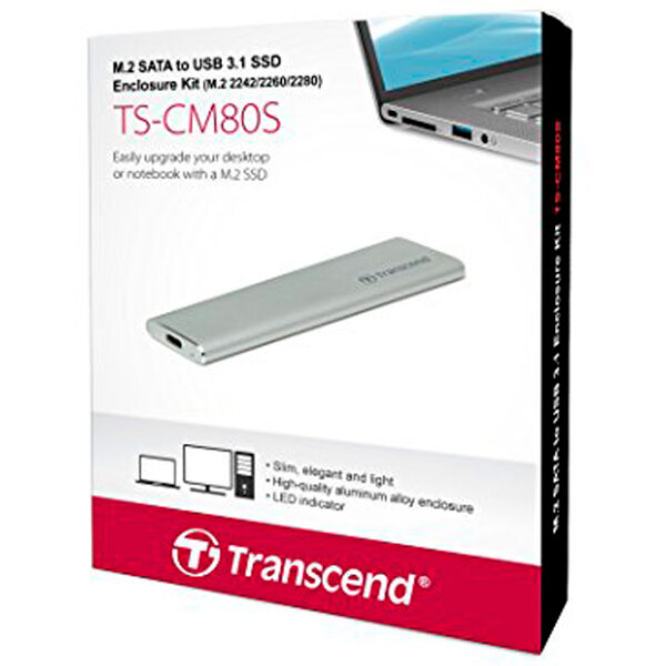 Carcasă externă pentru SSD Transcend TS-CM80S Silver USB 3.1 photo 4
