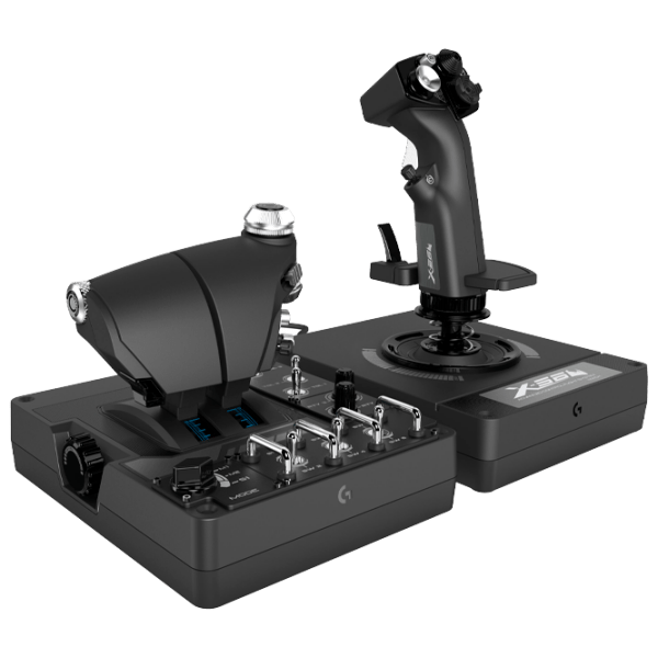 Joystick Logitech X56 H.O.T.A.S Flight Simulator Black Cu fir / buttons photo 1