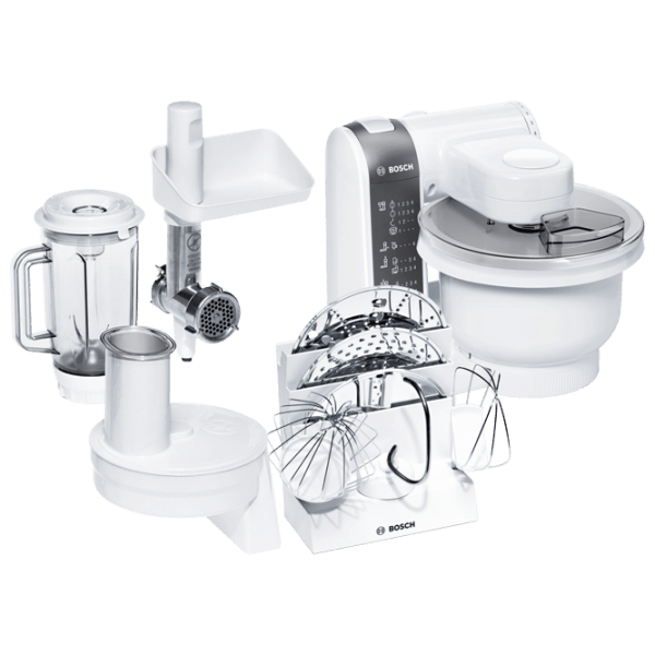 Mașină de bucătărie Bosch MUM4855 White 600 W, Mecanic, Numărul de viteze: 4 photo 1