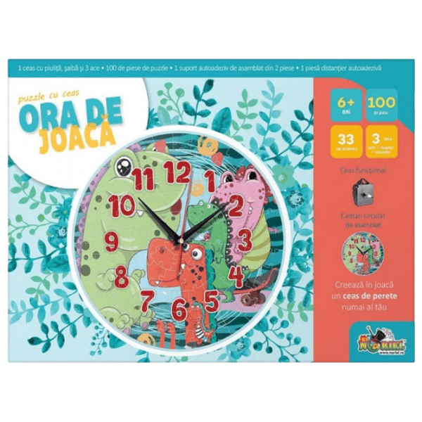 Puzzle 2D Noriel Ceas cu dinozauri (INT3206) Numărul de piese: 100, V&acirc;rsta recomandată: 6+ photo 2