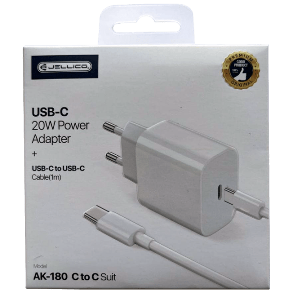 Încărcător de rețea Jellico AK180 (20 W) White USB Type-C / USB Type-C photo 4