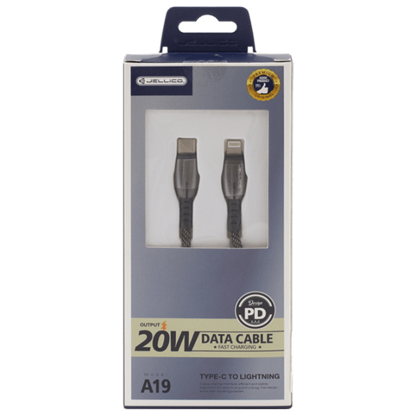 Cablu pentru telefon Jellico A19 USB Type-C/ Lightning Gray  photo 2