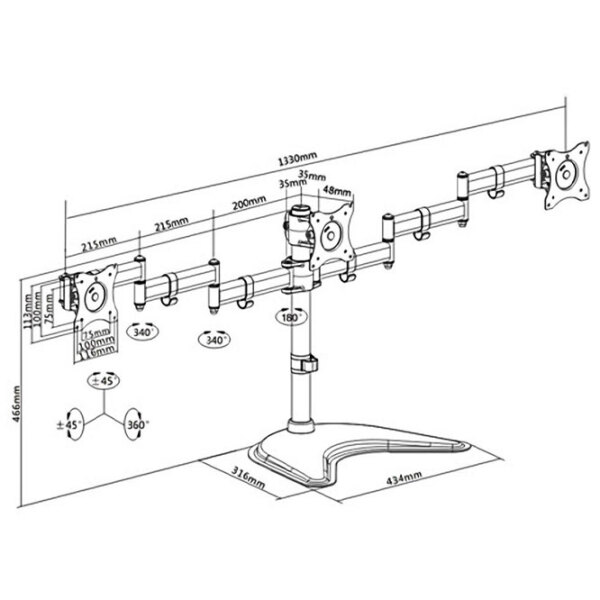 Suport pentru monitor iTechmount MBS-13M Black VESA 100 x 100 mm photo 5