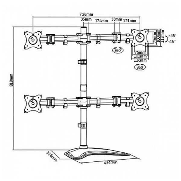 Suport pentru monitor iTechmount MBS-22M Black VESA 100 x 100 mm photo 5
