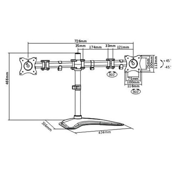 Suport pentru monitor iTechmount MBS-12M Black VESA 100 x 100 mm photo 6
