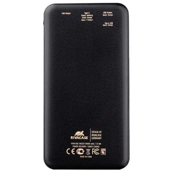Power Bank 10000 mAh RivaCase VA2537 (12 W) Black  photo 2