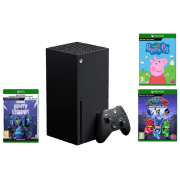 Consolă pentru jocuri Microsoft Xbox Series X + Fortnite: ML Pack +Peppa Pig+PJ Black SSD 1 TB, RAM 16 GB