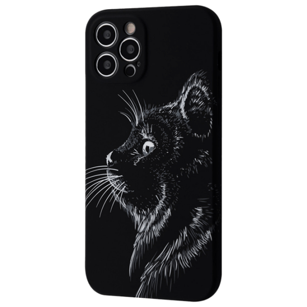 Husă pentru smartphone Apple iPhone 12 Pro (NEON X LUXO Cat) White Black WAVE, TPU, Back photo 1