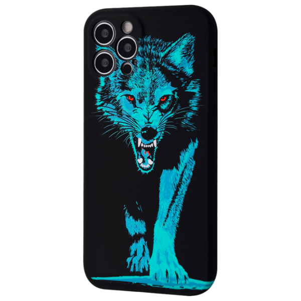 Чехол для смартфона Apple iPhone 13 Pro (NEON X LUXO Wolf) Синий Черный WAVE, TPU, Back photo 1
