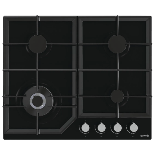 Plită încorporabilă pe gaz Gorenje GTW 641 KB Black Sticlă călită, Gratare: Fontă photo 1
