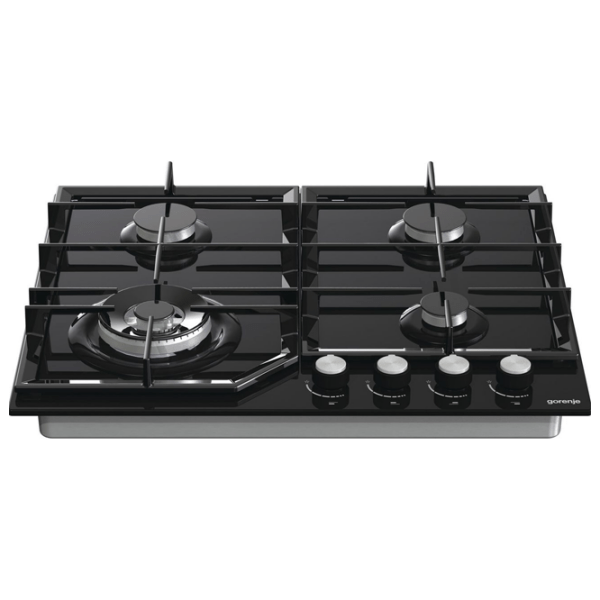 Plită încorporabilă pe gaz Gorenje GTW 641 KB Black Sticlă călită, Gratare: Fontă photo 2