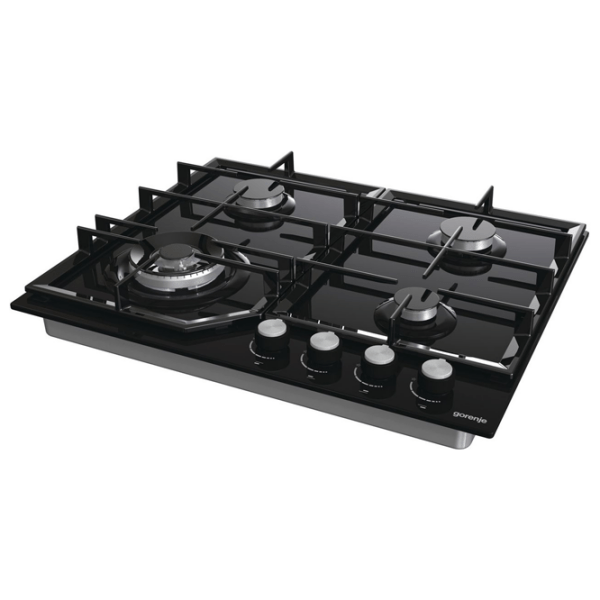 Plită încorporabilă pe gaz Gorenje GTW 641 KB Black Sticlă călită, Gratare: Fontă photo 3