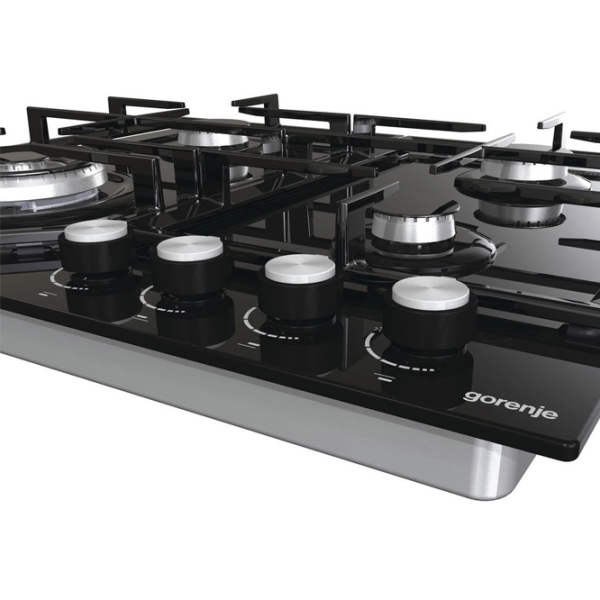 Plită încorporabilă pe gaz Gorenje GTW 641 KB Black Sticlă călită, Gratare: Fontă photo 5