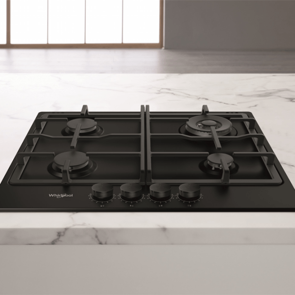 Plită încorporabilă pe gaz Whirlpool TGML 661 NB Black Oțel emailat, Gratare: Fontă photo 4
