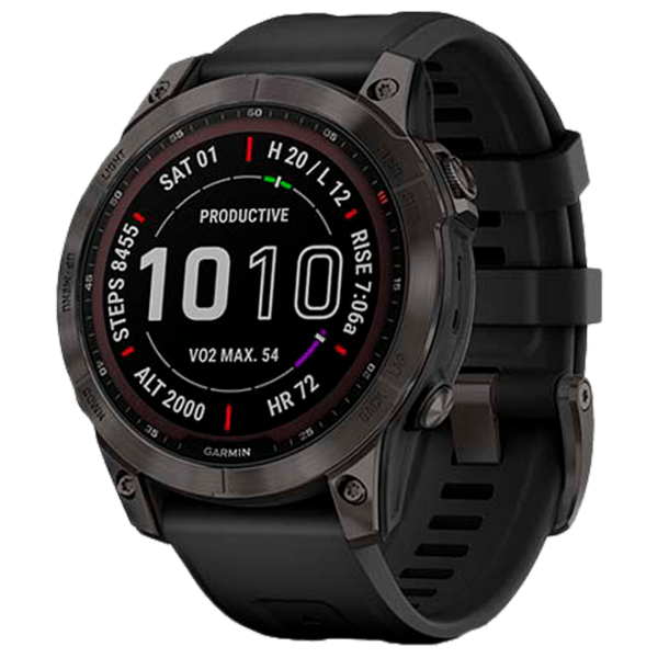 Ceas inteligent Garmin Fenix 7 Sapphire Solar Carbon Grey 1.3" | 33 mm | Titan / DLC/Silicon
| 010-02540-21 photo 1