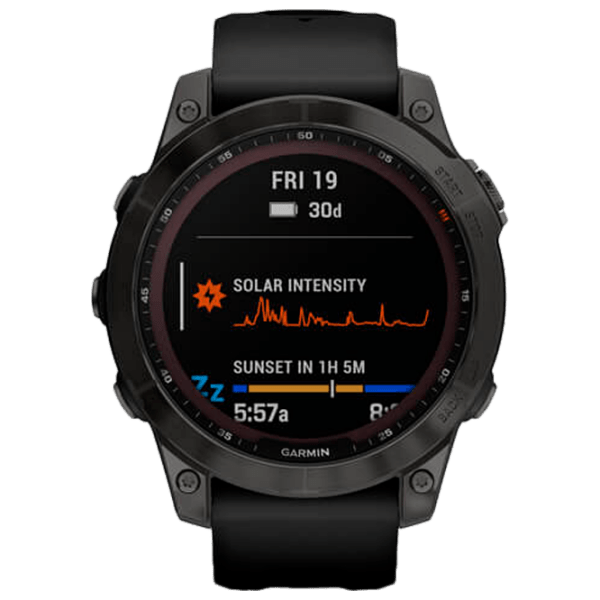 Ceas inteligent Garmin Fenix 7 Sapphire Solar Carbon Grey 1.3" | 33 mm | Titan / DLC/Silicon
| 010-02540-21 photo 2