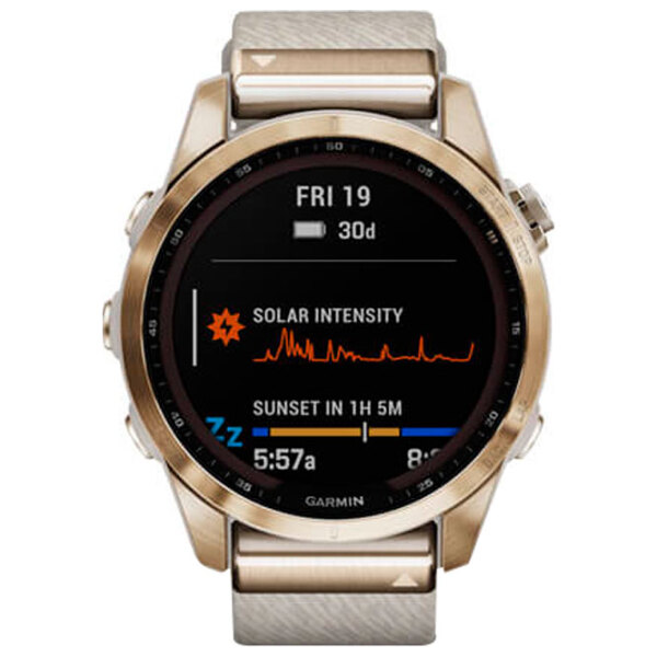 Ceas inteligent Garmin Fenix 7s Sapphire Solar Light Gold 1.3" | 33 mm | Titan/Textil
| 010-02539-39 photo 2