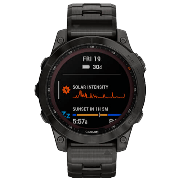 Ceas inteligent Garmin Fenix 7 Sapphire Solar Carbon Grey 1.3" | 33 mm | Titan / DLC/Titan
| 010-02540-39 photo 2