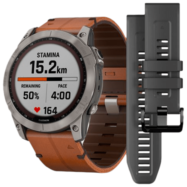 Ceas inteligent Garmin Fenix 7X Sapphire Solar Titanium 1.3" | 33 mm | Titan / DLC/Piele
| 010-02541-19 photo 1