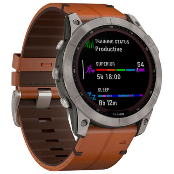 Ceas inteligent Garmin Fenix 7X Sapphire Solar Titanium 1.3" | 33 mm | Titan / DLC/Piele
| 010-02541-19 photo 2
