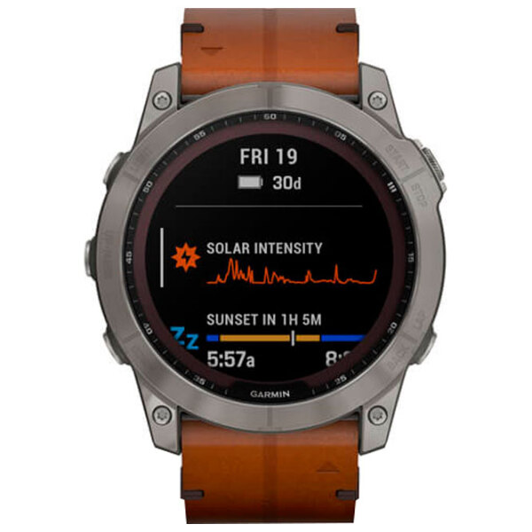 Ceas inteligent Garmin Fenix 7X Sapphire Solar Titanium 1.3" | 33 mm | Titan / DLC/Piele
| 010-02541-19 photo 3