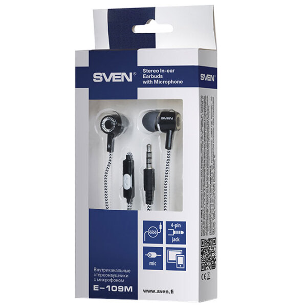 Căști Sven E-109M Black Cu fir / Personal / In ear photo 4