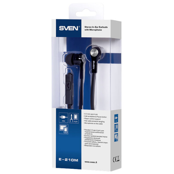 Căști Sven E-210M Black Cu fir / Personal / In ear photo 4