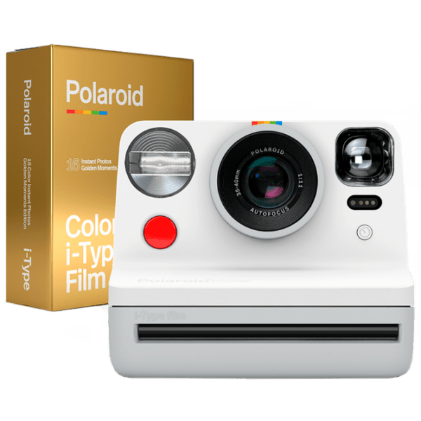 Cameră Foto Instant Polaroid Now White Color i ‑Type FilmGolden Moments Edition DP 750 mAh, 550 mm photo 1