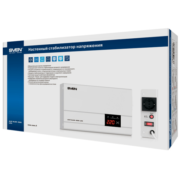Стабилизатор напряжения Sven SLIM AVR (400/ 500) Белый  photo 3