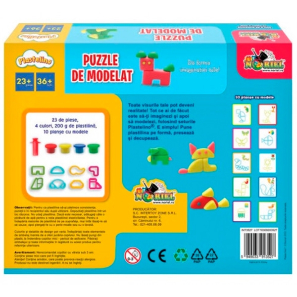 Set de creație Noriel Plastelino Puzzle de modelat INT3527 Multicolor Pentru copii, 3+ photo 2