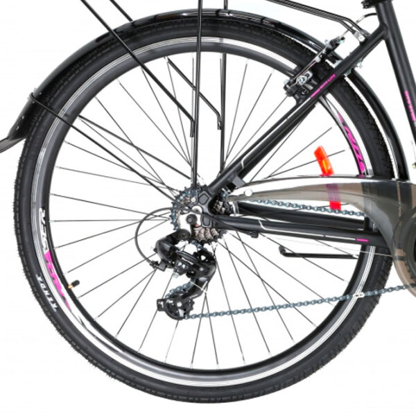 Bicicletă Crosser CITY 700C 28" 18" Pink Black Aluminiu / Pentru adulți photo 1