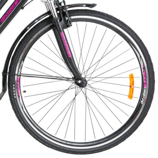 Bicicletă Crosser CITY 700C 28" 18" Pink Black Aluminiu / Pentru adulți photo 2