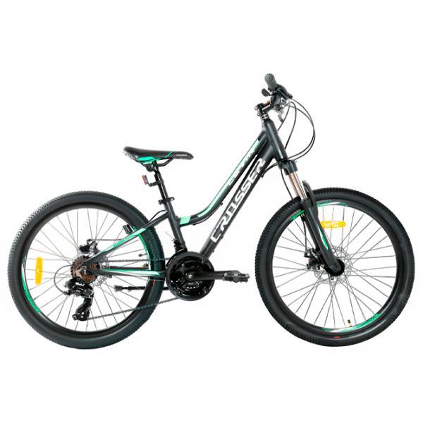 Bicicletă Crosser Levin 24" 12" Green Black Aluminiu / Pentru adulți photo 1