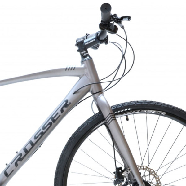 Bicicletă Crosser HYBRID 700C 20" 24" Gray Black Aluminiu / Pentru adulți photo 3
