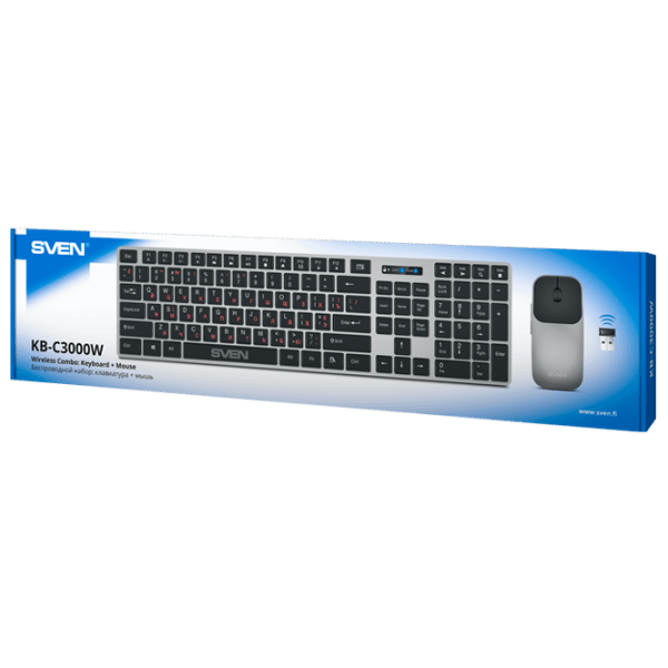Клавиатура и Мышь Sven KB-C3000W Черный Для дома и офиса, Беспроводные photo 6