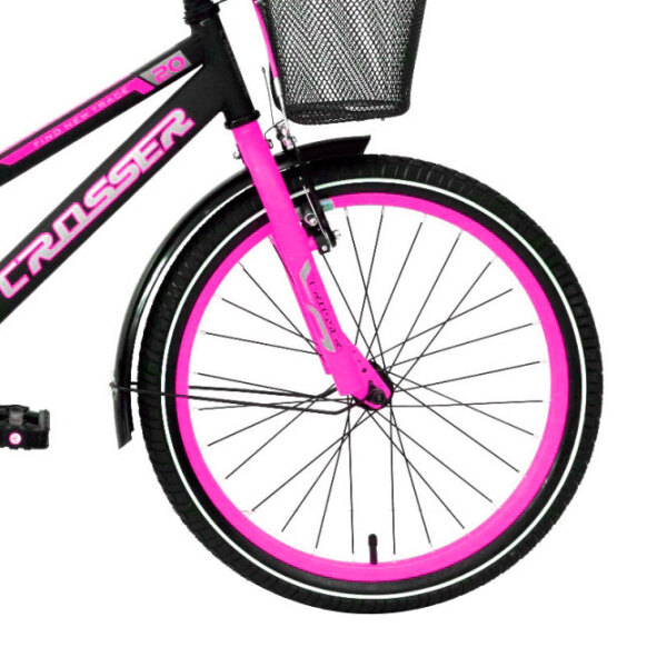 Bicicletă Crosser C13 20" Pink Black Oțel / Pentru copii photo 2