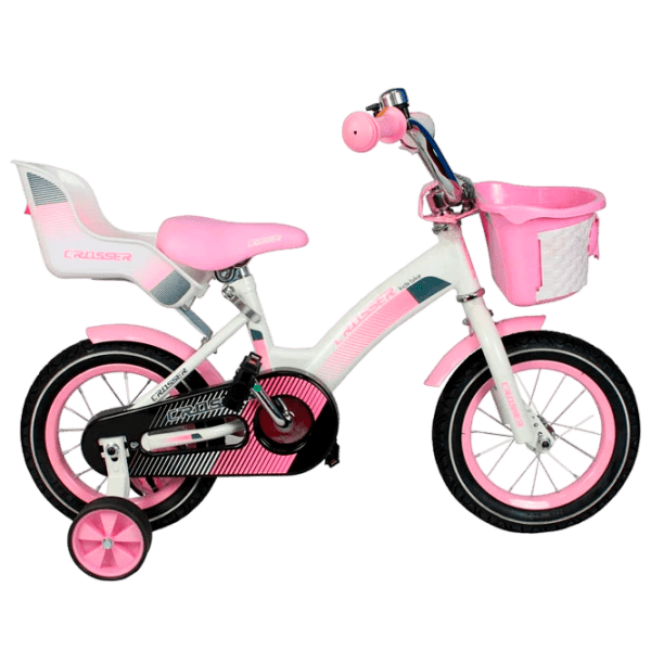 Bicicletă Crosser C3 12" Pink White Oțel / Pentru copii photo 1