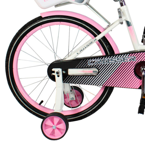 Bicicletă Crosser C3 20" Pink White Oțel / Pentru copii photo 2