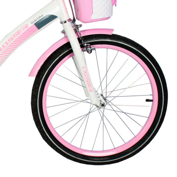 Bicicletă Crosser C3 20" Pink White Oțel / Pentru copii photo 3