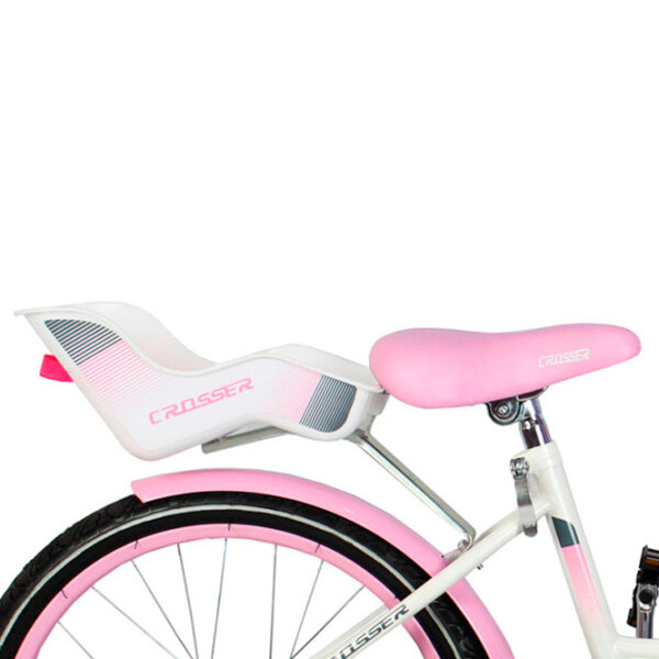 Bicicletă Crosser C3 20" Pink White Oțel / Pentru copii photo 5